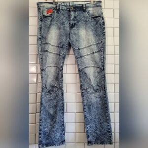 REASON SUPPLY CO Mens Medium Acid Washed Jean Skinny FitSize 40  waist 42in  r